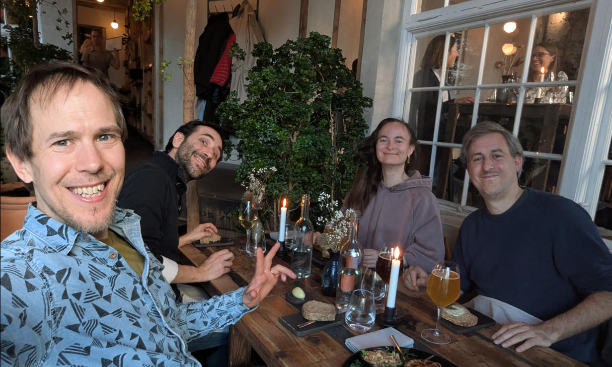 Meal with Anastassia, PhD supervisor Michael, and the 3/2rds of the examination committee to celebrate